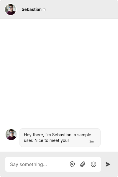 Chatbox showing a message from Sebastian