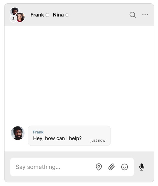 Example group chat with synced users and conversation
