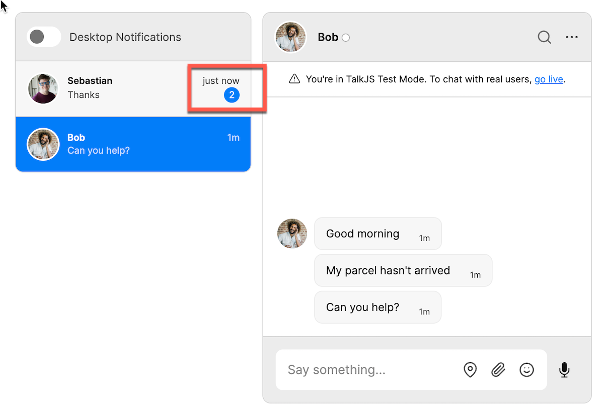 Show Users Unread Message Counts