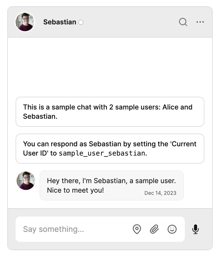 Example chat with sample user and conversation