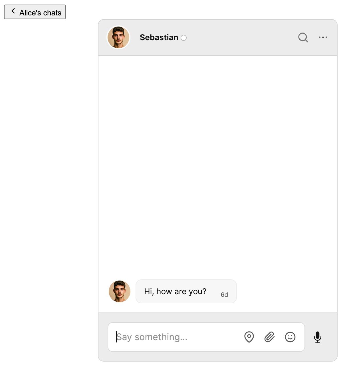 A TalkJS chatbox with an unstyled button.