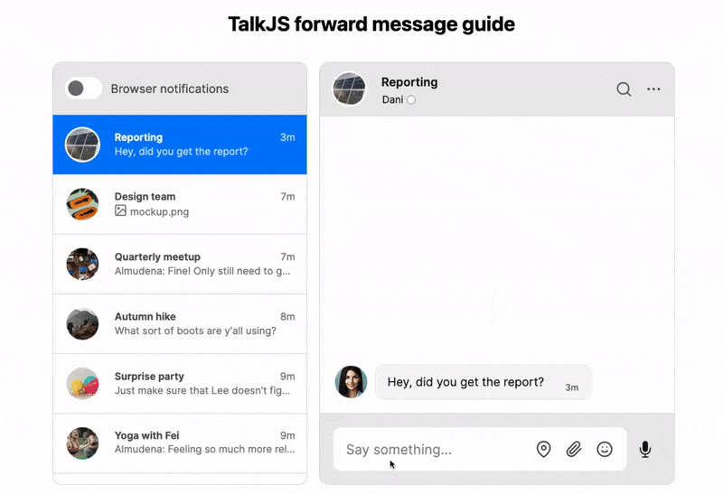 How to add a forward message feature to your chat