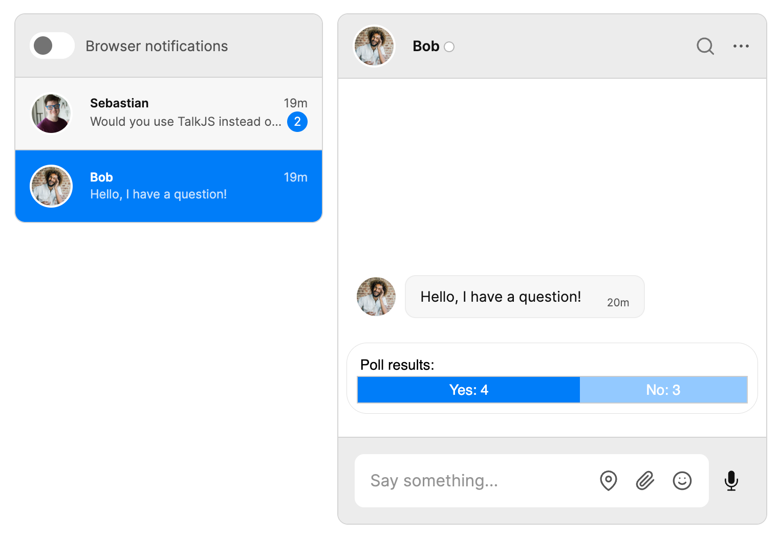 Inbox with the poll question removed and just the results shown