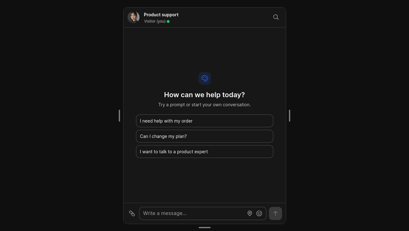 Dark mode chat against a dark background